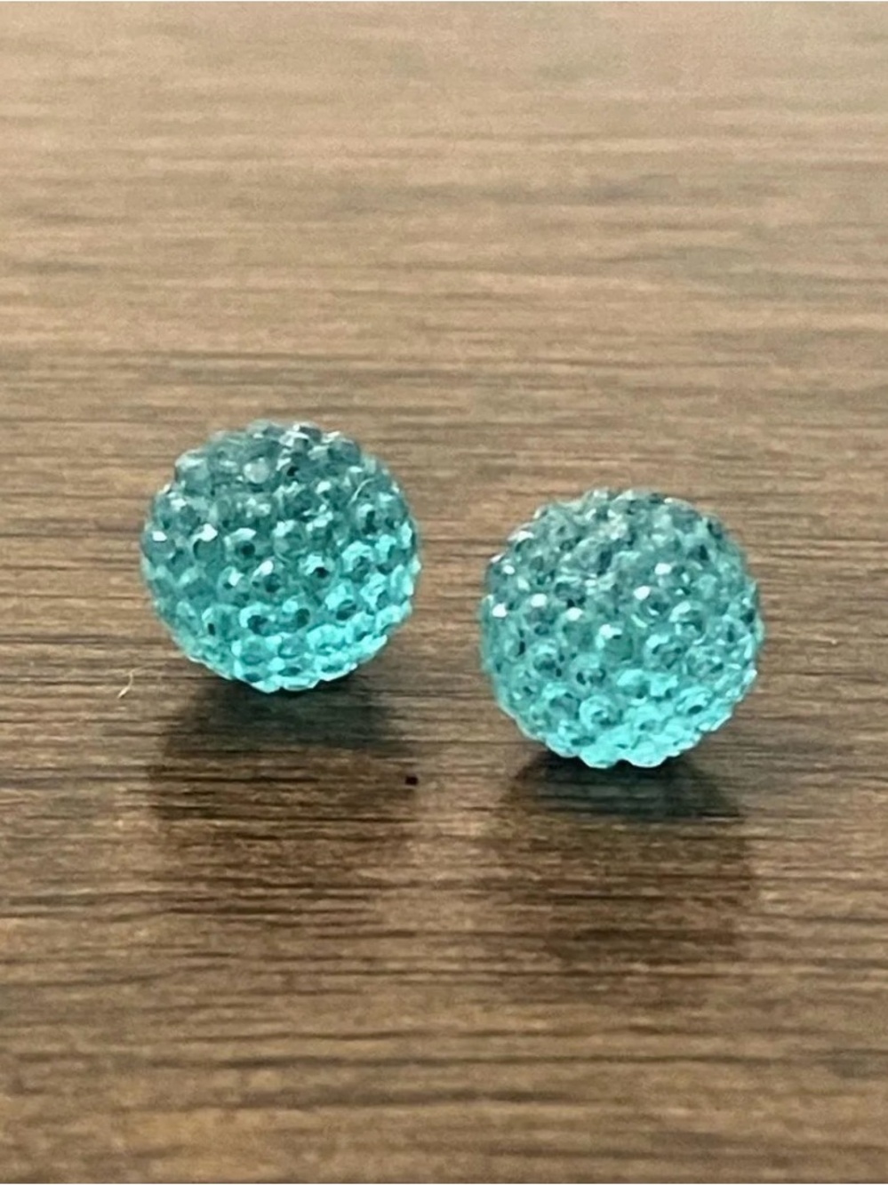 Rhinestone Aqua Crystal Ball Stud Earrings - Women Jewelry